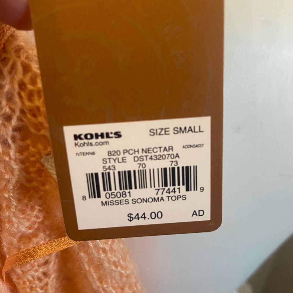 Sonoma NWT lightweight sweater nectar peach perfect for spring office - Picture 4 of 7